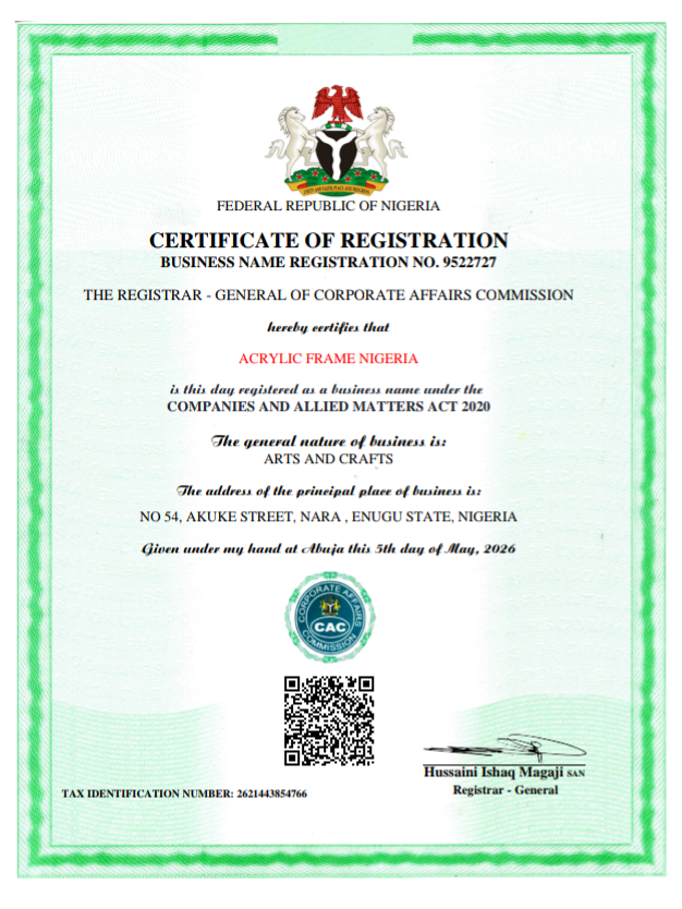 Acrylic Frame Nigeria